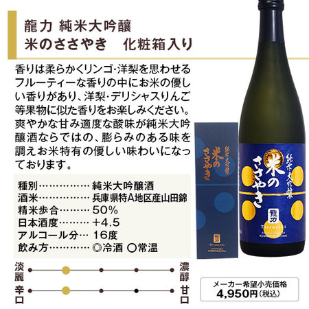 龍力　米のささやき飲みくらべ７２０ｍｌ ２本組【本田商店】