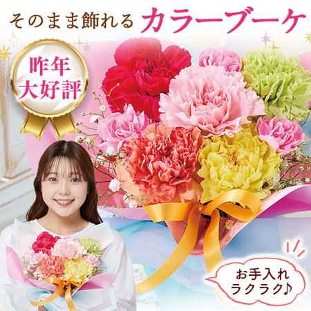 そのまま飾れるカラーブーケ　ミックス【母の日お届け】