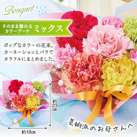 そのまま飾れるカラーブーケ　ミックス【母の日お届け】