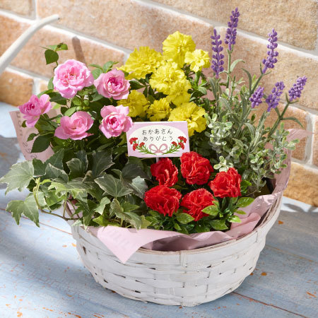 花あふれるカラフルバスケット【母の日お届け】