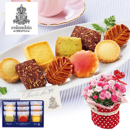 ≪早割★５５０円お得！≫カーネーションアイラブユーとコロンバンフールセックセット母の日お届け