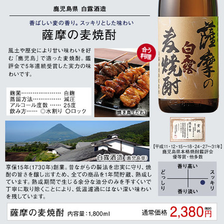 【約２１％オフ！！】九州５酒蔵の受賞麦焼酎飲みくらべ一升瓶５本組