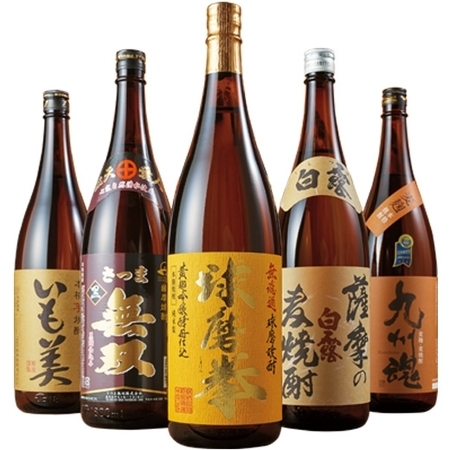 ≪２４％ＯＦＦ！≫九州５酒蔵の受賞芋・麦・米焼酎飲みくらべ一升瓶５本組【父の日期間お届け】