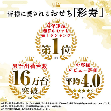 ≪早割特典付き★１，０２６円引≫ベルーナオリジナルおせち彩寿（和洋中三段重）２個　１２月２９日お届け