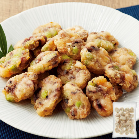 たこと枝豆のちぎり揚げ