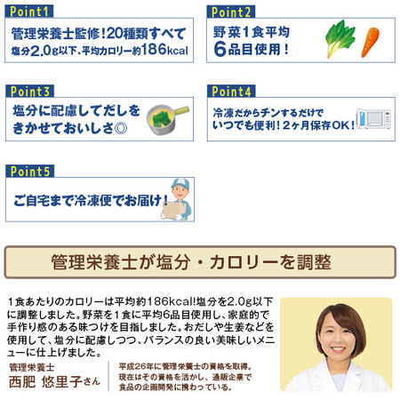 宅菜便　塩分2.0ｇ以下のおかず20食（20種×1食）