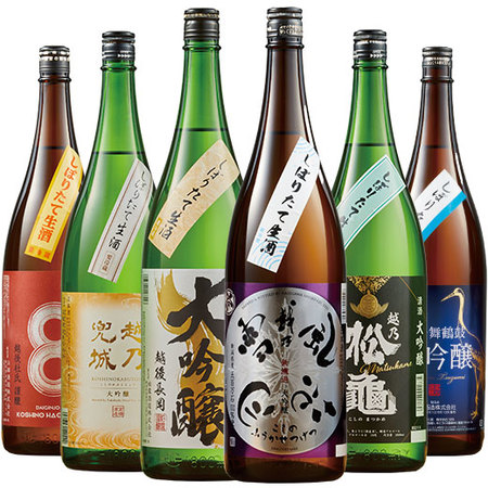 ≪ＷＥＢ限定２２％オフ≫特割！越乃六蔵大吟醸しぼりたて生酒飲み比べ一升瓶６本組　７―１0日前後お届け