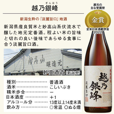 ≪５４％ＯＦＦ！！≫家呑み応援！新潟地酒飲みくらべ一升瓶５本組+1本増量＜第５弾＞（越乃銀峰）