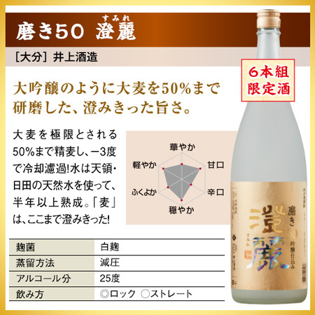 ≪５１％ＯＦＦ！≫特割！大分・壱岐六蔵麦焼酎飲みくらべ一升瓶６本組＜第３弾＞