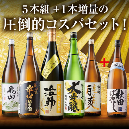 ≪６１％ＯＦＦ！≫冬オススメ！全国地酒一升瓶５本組+１本増量セット