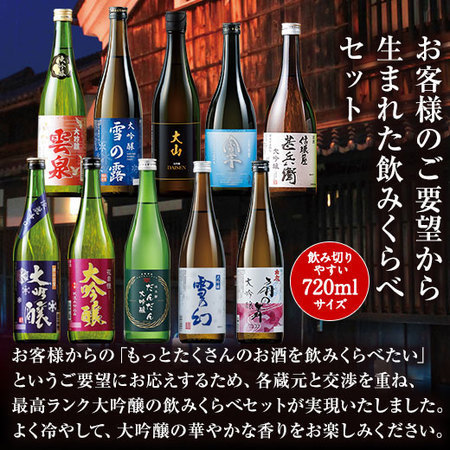 ≪会員様限定★タイムセール≫全国１０酒蔵の大吟醸飲みくらべ１０本組＜第４弾＞