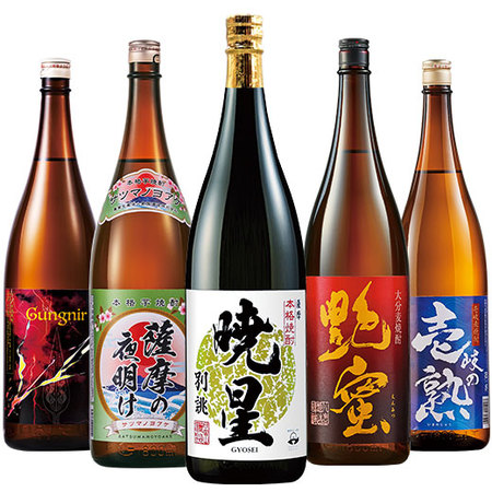 ≪５０％ＯＦＦ！≫ソーダ割が旨い！九州５酒蔵芋・麦焼酎飲みくらべ一升瓶５本組