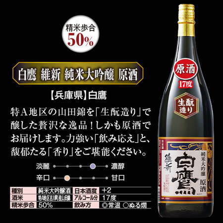 ≪ＷＥＢ限定★在庫販売！７１％ＯＦＦ！！≫ 白鷹 維新　純米大吟醸 原酒　３本組