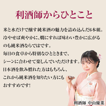 ≪ＷＥＢ限定★５６％ＯＦＦ！特別送料無料≫全国６酒蔵の純米づくし６本組