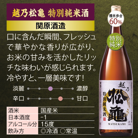 ≪５２％ＯＦＦ！≫特割！越乃六蔵純米酒飲みくらべ一升瓶６本組＜第２弾＞