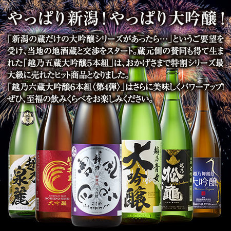 ≪５２％ＯＦＦ！≫特割！越乃六蔵大吟醸飲みくらべ一升瓶６本組＜第４弾＞