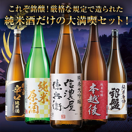 ≪５０％ＯＦＦ！≫特割！全国純米酒づくし一升瓶５本組
