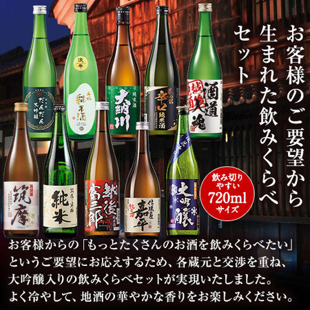 ≪ＷＥＢ限定！５０％ＯＦＦ！≫特割！全国１０酒蔵の大吟醸入り地酒飲みくらべ７２０ｍｌ　１０本組