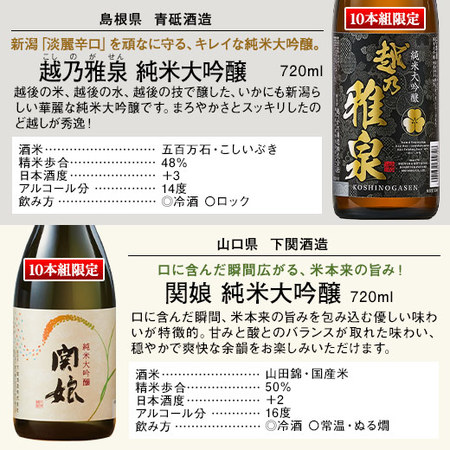≪５２％ＯＦＦ！≫特割！全国１０酒蔵の純米大吟醸飲みくらべ１０本組＜第３弾＞