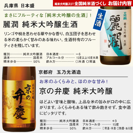 ≪５６％ＯＦＦ！≫純米大吟醸２本入り！全国純米酒づくし７２０ｍｌ１０本組＜第２弾＞