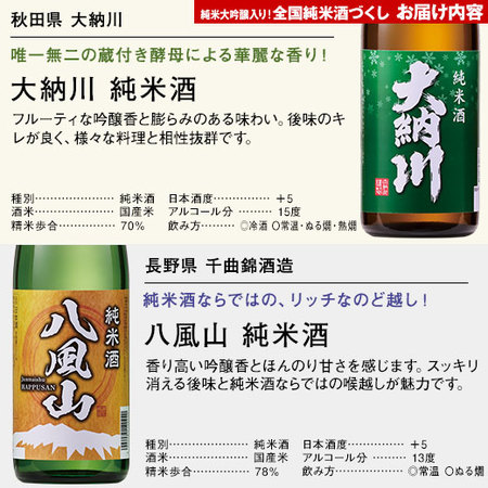 ≪５６％ＯＦＦ！≫純米大吟醸２本入り！全国純米酒づくし７２０ｍｌ１０本組＜第２弾＞