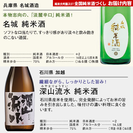 ≪５６％ＯＦＦ！≫純米大吟醸２本入り！全国純米酒づくし７２０ｍｌ１０本組＜第２弾＞