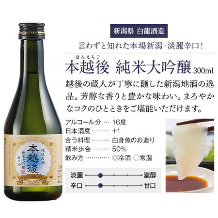≪ＷＥＢ限定★在庫販売！特別価格≫本越後　純米大吟醸３００ｍｌ×１２本組