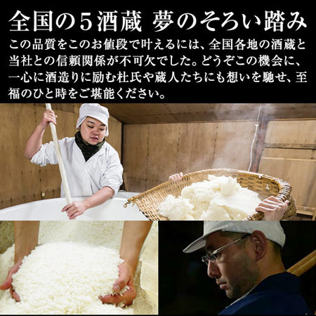 ≪４６％OFF！≫特割！５酒蔵の純米原酒飲みくらべ一升瓶５本組