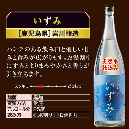 ≪５１％ＯＦＦ！≫特割！薩摩六蔵いも焼酎飲みくらべ一升瓶６本組＜第３弾＞