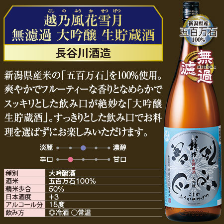 ≪ＷＥＢ限定★在庫販売！６１％ＯＦＦ！≫越乃風花雪月　大吟醸　生貯蔵酒　３本組